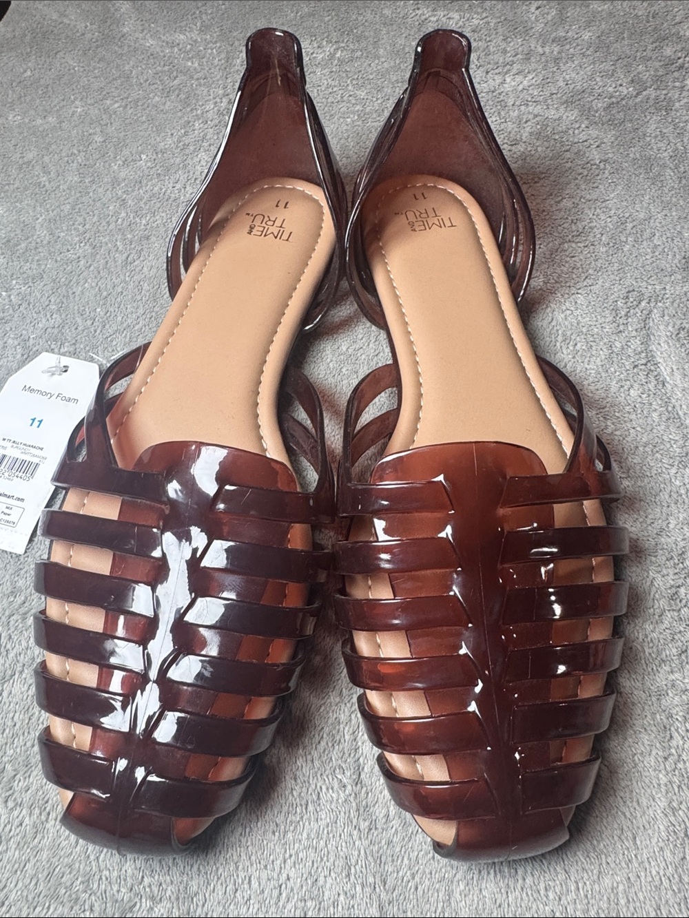 Time and Tru Brown Jelly Slip-On Woven Sandals